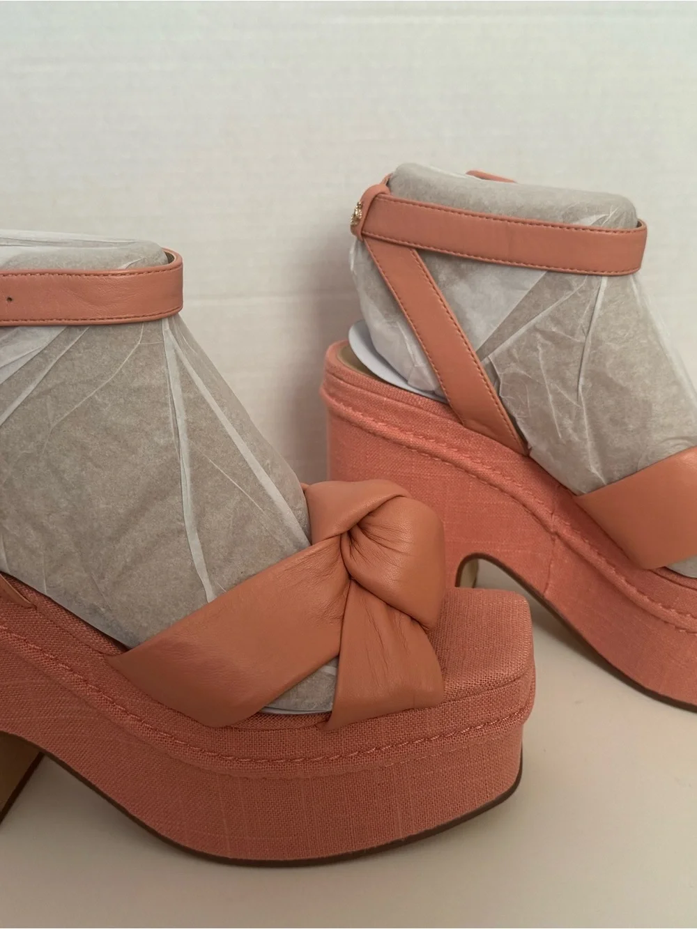 Sam Edelman Knotted Platform Ankle-Strap Sandals in Dusty Pink